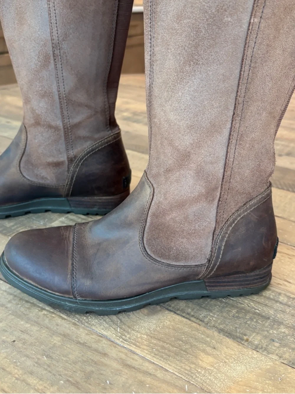 Sorel Major Tall Riding Boots Womens Size 10 Brown Leather Wedge Back Buckle